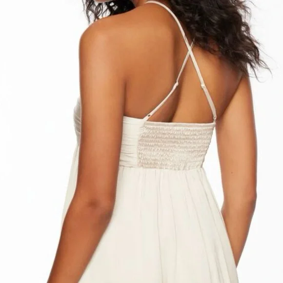 Dynamite Satin Babydoll Mini Dress | Cream / Champagne | Size XL NWT - Picture 4 of 6